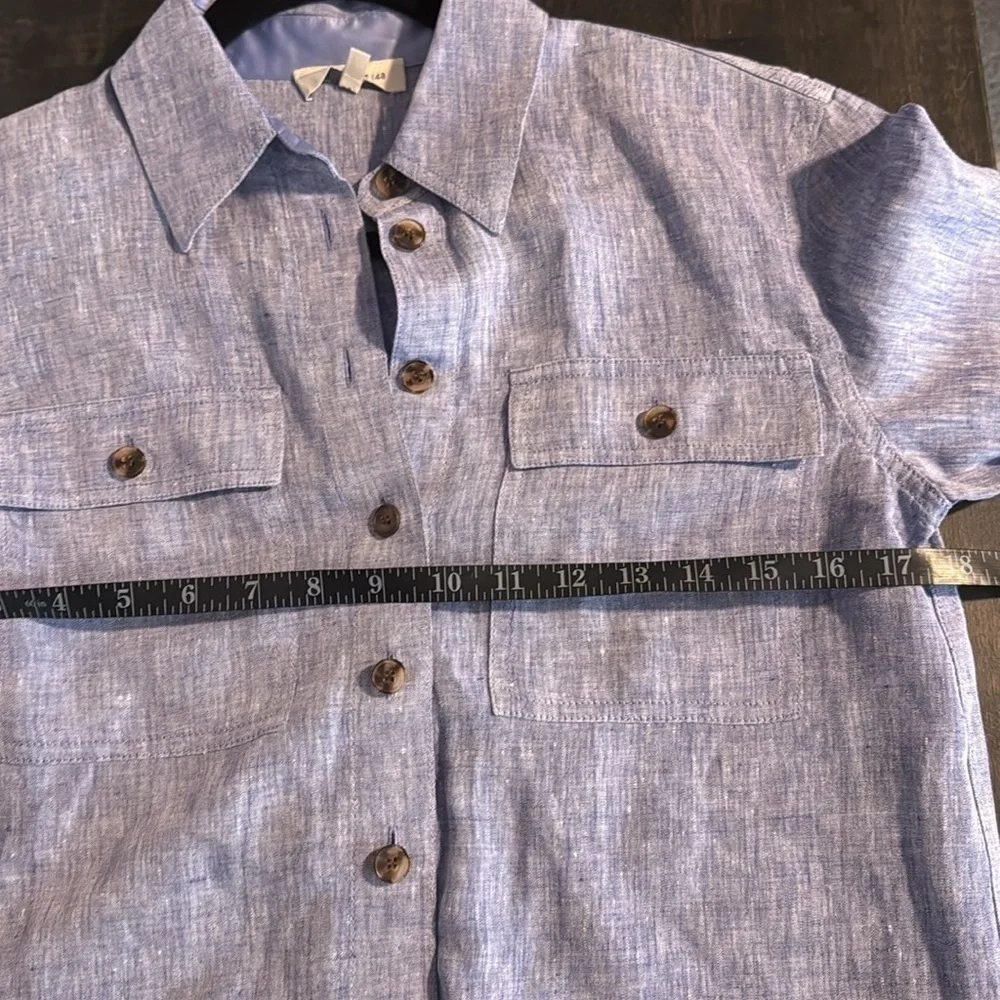 Lafayette 148 Ezra Linen Button Down Shirt Satin Inner Cuff Oversized Size XS - Picture 9 of 10